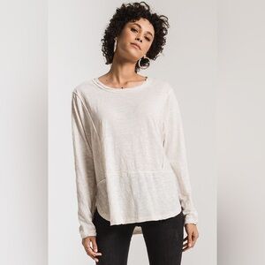Z Supply Airy Slub long sleeve top champagne mist color size M